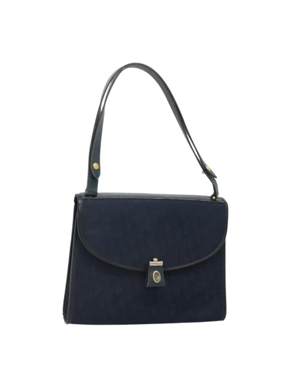 Authentic Christian Dior Trotter Canvas Shoulder Bag Navy